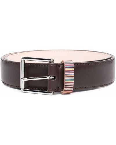 Paul Smith Signature Stripe Leather Belt - Brown