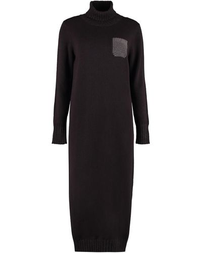 Peserico Wool And Silk Mini Dress - Black