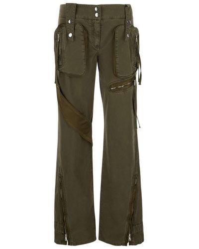 Blumarine Cargo Pants With Satin Inserts Military - Green