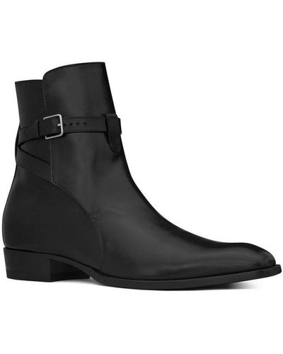 Saint Laurent Wyatt 30 Jodhpur Leather Boots - Black
