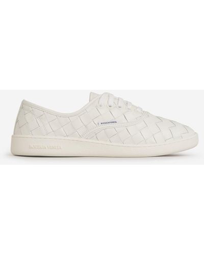 Bottega Veneta Leather Intrecciato Sneakers - White