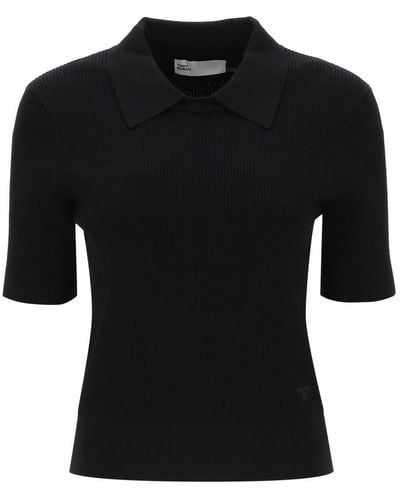 Tory Burch Knitted Polo Shirt - Black