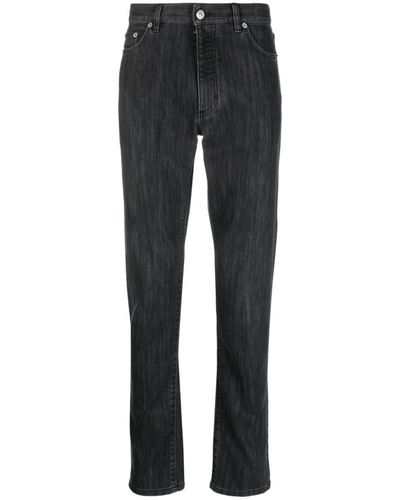 Zegna Slim-fit Cotton-blend Jeans - Black