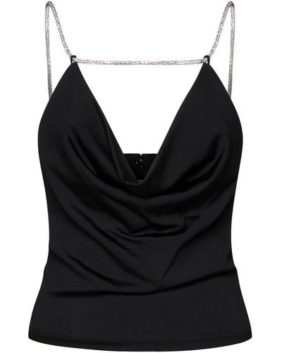 Alice + Olivia Alice + Olivia Coral Crystal Strap Cowl Top - Black