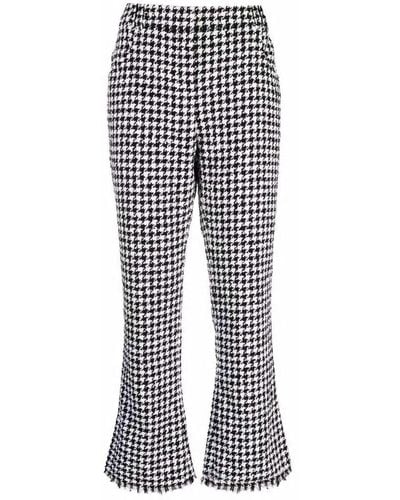 Balmain Houndstooth-pattern Cropped Trousers - Blue