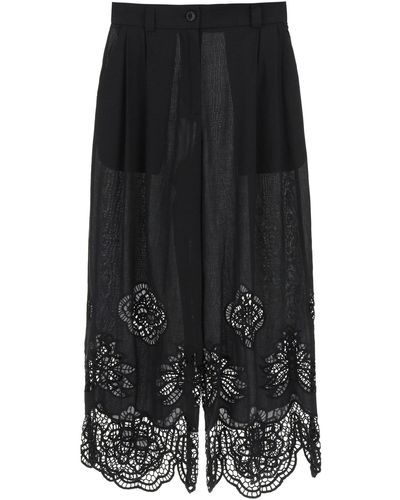 See By Chloé See By Chloe Cotton And Lace Trousers - Black