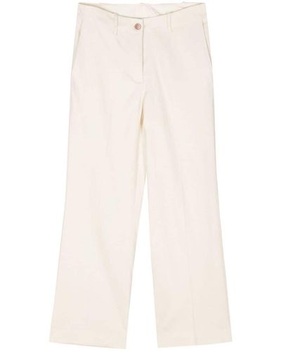 Alysi Flared Linen Cropped Pants - Natural