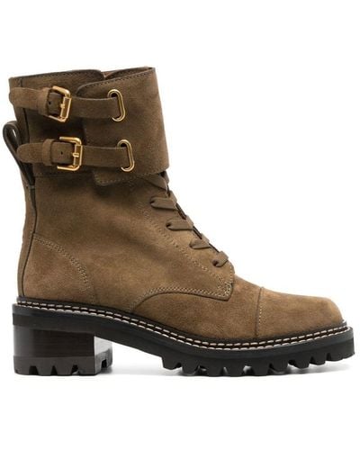 See By Chloé Side Buckle-detail 50mm Boots - Brown