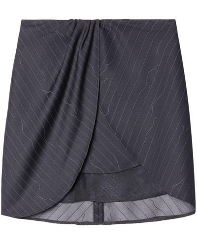 Off-White c/o Virgil Abloh Off- Draped Pinstripe Mini Skirt - Gray