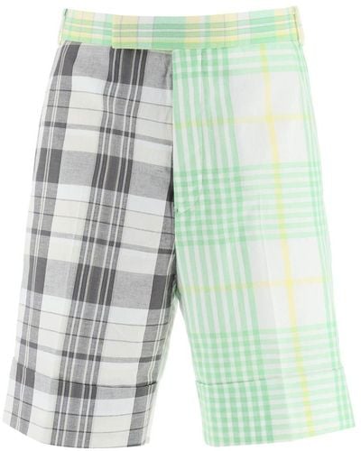 Thom Browne Funmix Madras Cotton Shorts - Green