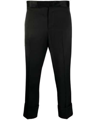 SAPIO Satin-finish Cropped Tailored Pants - Black