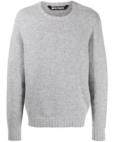 Palm Angels Logo Wool Blend Sweater - Grey