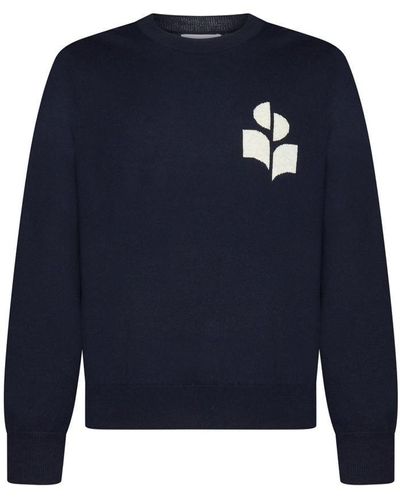Isabel Marant Evans Cotton And Wool Sweater - Blue