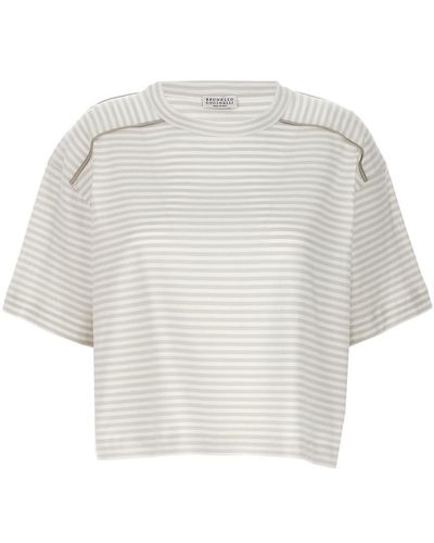 Brunello Cucinelli Striped T-Shirt - White