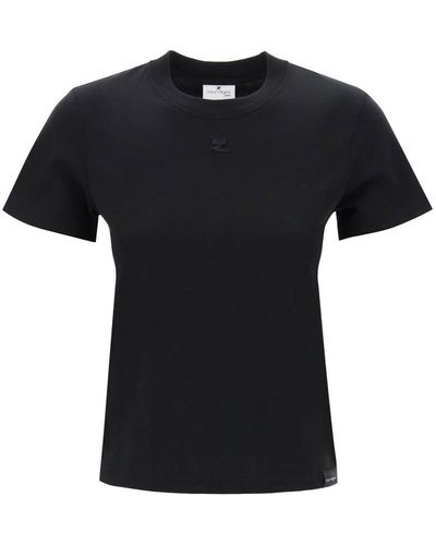 Courreges Courreges Crewneck T-Shirt With Logo - Black