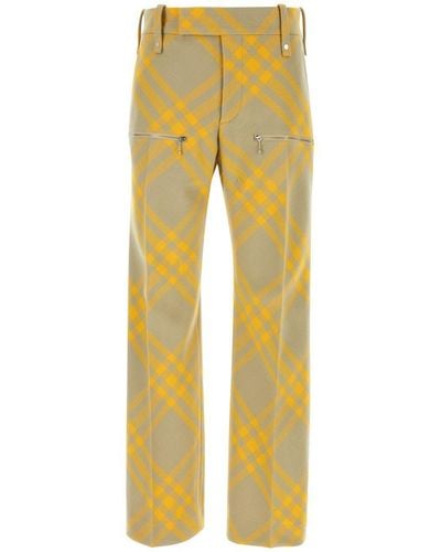 Burberry Chered Zip Detailed Pants - Yellow