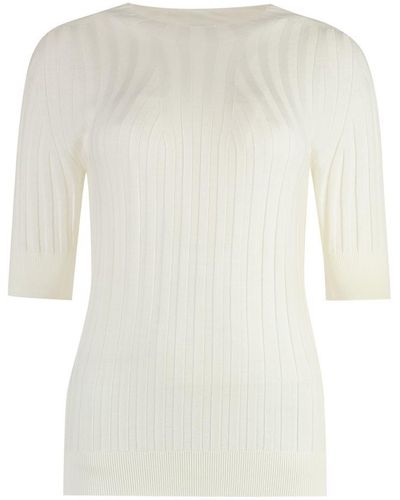 Peserico Lurex Knit T-Shirt - White