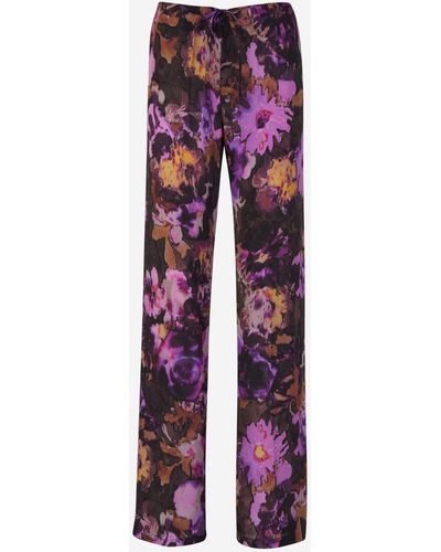 Dries Van Noten Floral Semi-transparent Sweatpants - Red