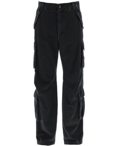 Dolce & Gabbana Wide Leg Cargo Trousers - Black