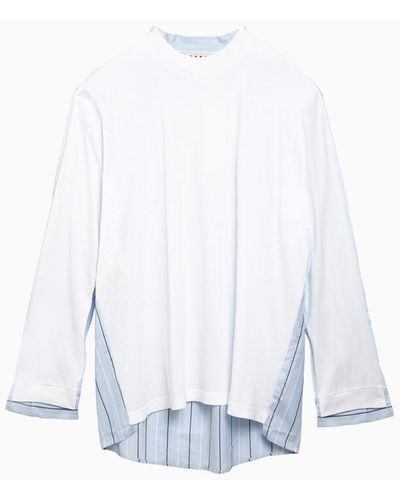 Marni T Shirt With Cotton Shirt Insert - White