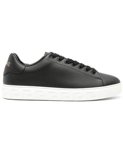 Versace Greca Leather Sneakers - Black