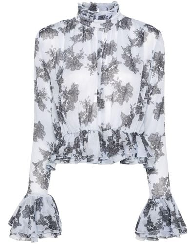ROTATE BIRGER CHRISTENSEN Ruffled Floral-lace Blouse - White