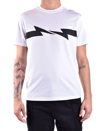 Neil Barrett Slim Fit Horizontal Bolt Print T-shirt - White