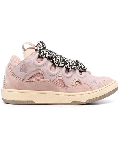 Lanvin Curb Leather Trainers - Women's - Calf Leather/leather/rubber/fabricpolyester - Pink