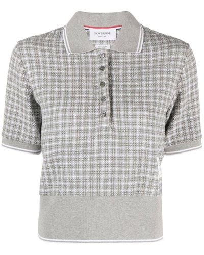 Thom Browne Tweed Cotton Polo Shirt - Gray