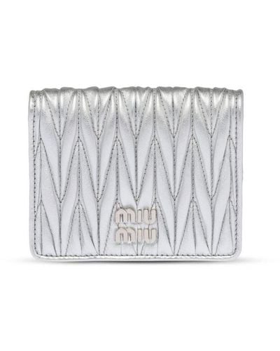 Miu Miu Matelassé Nappa Leather Wallet - White