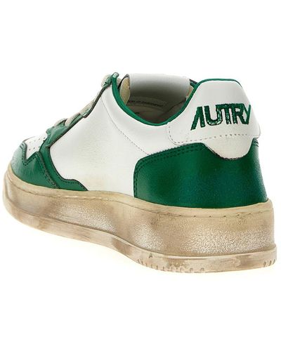 Autry Autry In White And Green Leather With Worn Effect