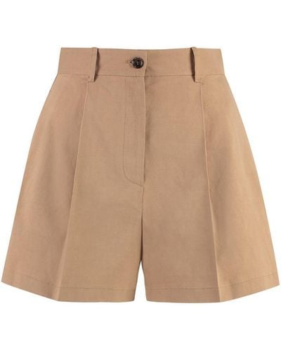 Pinko Sorridente Cotton Shorts - Natural