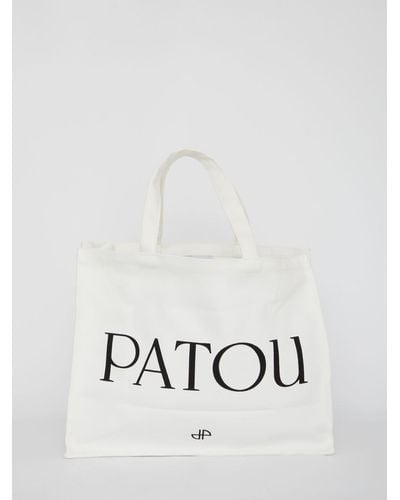 Patou Logo Print Large Tote - White