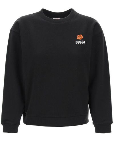 KENZO Crew Neck Sweatshirt With Embroidery - Black