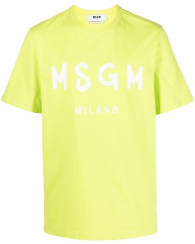 MSGM Logo-print Cotton T-shirt - Yellow