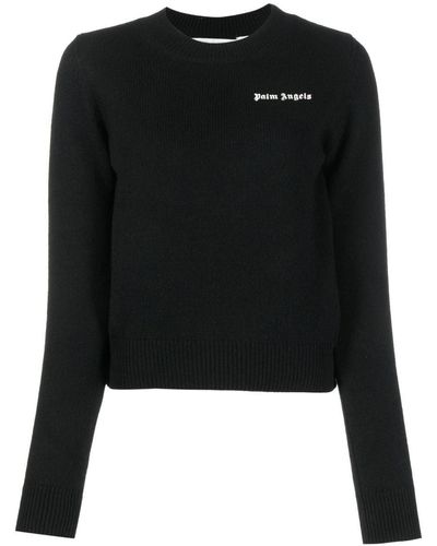 Palm Angels Logo-embroidered Sweater - Black