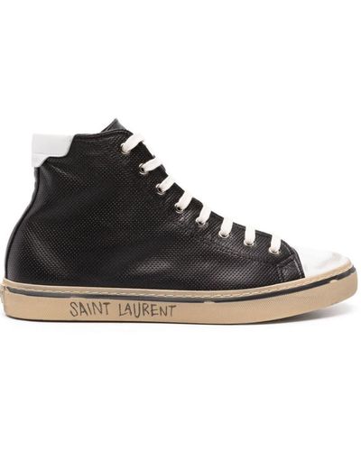 Saint Laurent Malibu Lace-up Leather Sneakers - Black