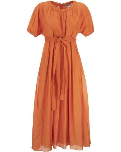 Max Mara Fresia - Cotton And Silk Dress - Orange