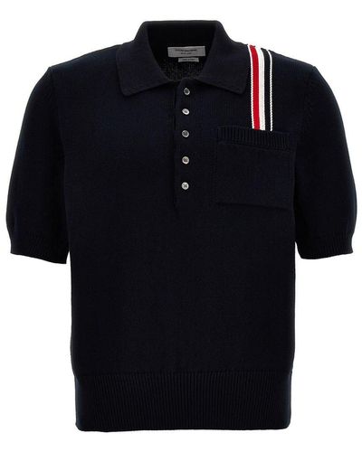 Thom Browne 'Jersey Stitch' Polo Shirt - Black