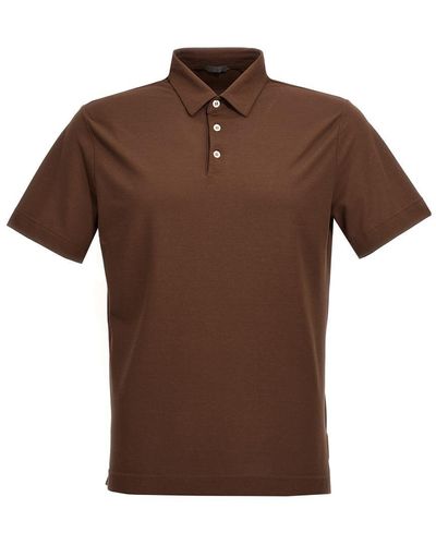 Zanone 'ice Cotton' Polo Shirt - Brown