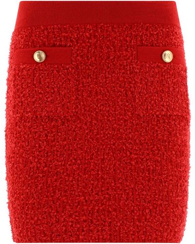 Elisabetta Franchi Jacquard Mini Skirt With Pockets - Red
