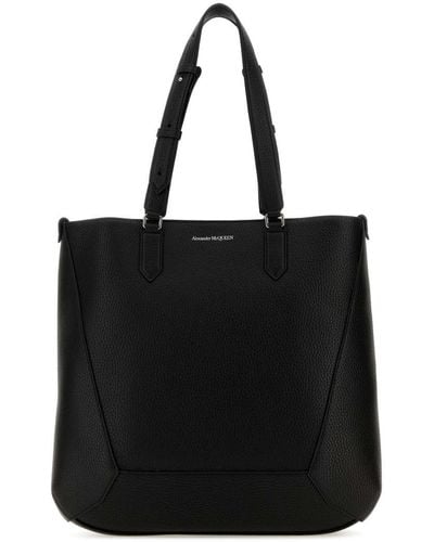 Alexander McQueen The Edge Leather Tote Bag - Black