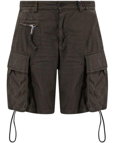 DSquared² Dark Cotton Blend Cargo Shorts - Grey