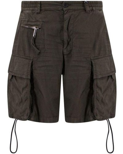 DSquared² Dark Cotton Blend Cargo Shorts - Gray