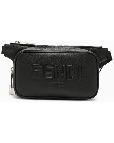 Fendi Leather Belt Bag With Logo - Black