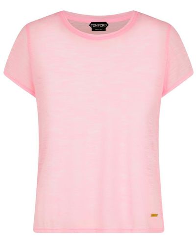 Tom Ford Slub Cotton Jersey Crewneck T-shirt Clothing - Pink