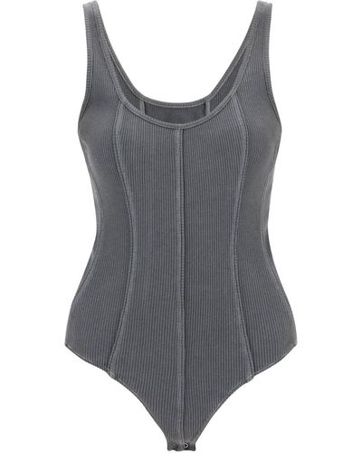 Agolde 'elna' Rib Knit Tank Bodysuit - Grey