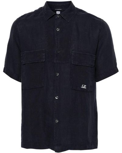 C.P. Company Chest-pocket Linen Shirt - Blue