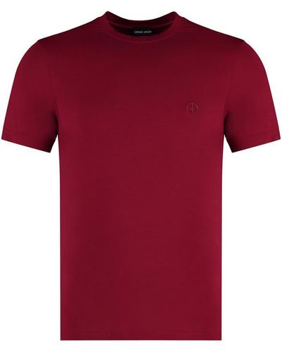 Giorgio Armani Viscose Crew-Neck T-Shirt - Red