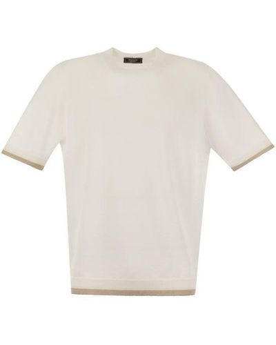 Peserico T-shirt In Linen And Cotton Yarn - White